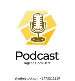 Podcast or Radio Logo design using Microphone icon