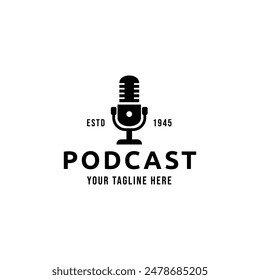 Podcast or Radio Logo design using Microphone icon