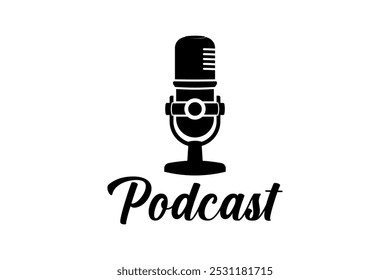 Podcast or Radio Logo design using Microphone icon. Vector illustration.
