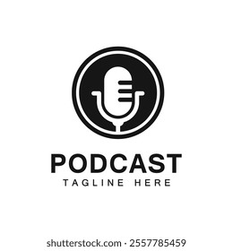 Podcast or Radio Logo design using Microphone Symbol