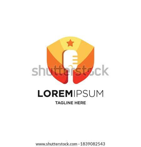 Podcast or Radio Logo design using Microphone - vector