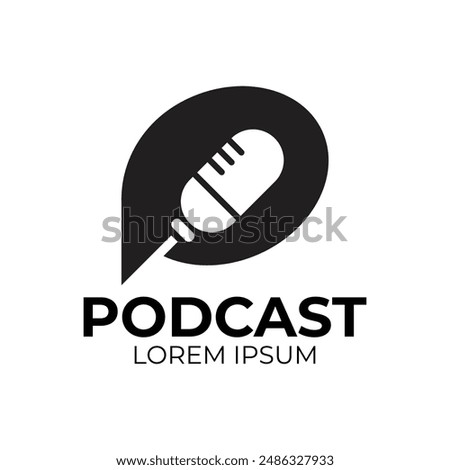 Podcast or Radio Logo design using Microphone and Chat Bubble or Speaking icon. This vector illustration is perfect for your creative design.
