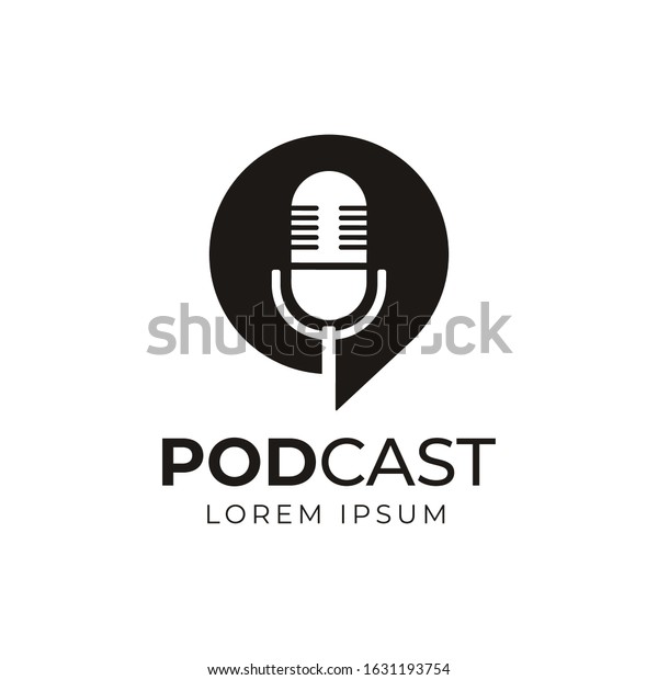 Podcast or Radio Logo design using Microphone and\
Bubble chat or talk\
icon