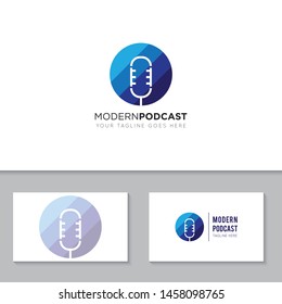 Podcast radio logo and icon vector illustration design template