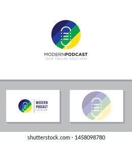 Podcast radio logo and icon vector illustration design template