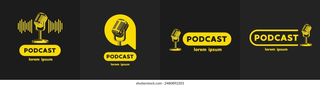 Podcast icono de logotipo de radio. Ilustración vectorial.