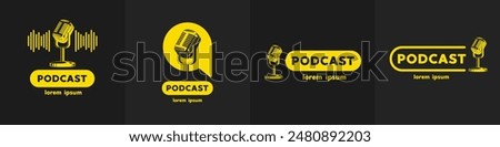 Podcast radio logo icon. Vector illustration.