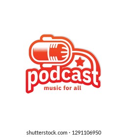 Podcast radio logo inspiration in orange color design template