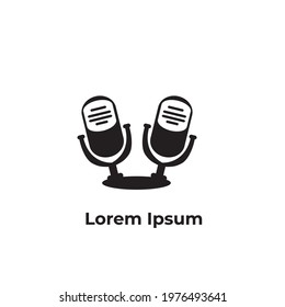 Podcast or Radio logo using two microphone