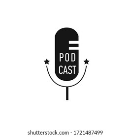 Podcast radio microphone vector concept. Webinar, online training, tutorial podcast illustration. Modern icon, symbol
