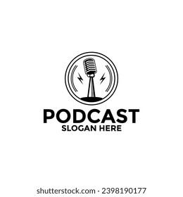 Podcast or Radio or Music Logo design using Microphone, Podcast logo vector template