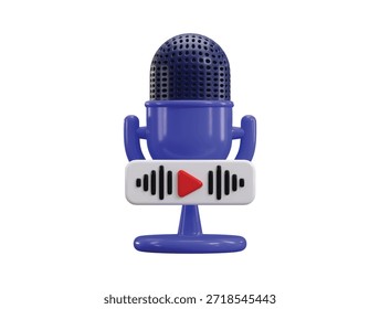 Podcast ícone de gravação 3d renderizar conceito de estúdio de podcast, gravando estúdio ícone de microfone ilustração vetorial