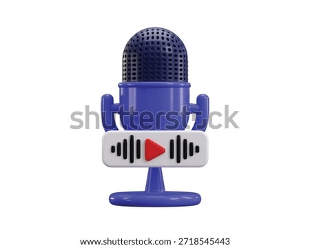 Podcast recording icon 3d render concept of podcast studio, recording studio microphone icon vector illustration