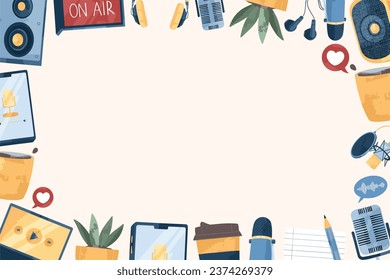 Podcast Recording Illustration Frame Background