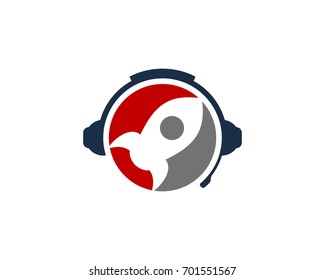 Podcast Rocket Icon Logo Design Element