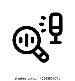 ícone da linha de pesquisa do podcast. Ícone de vetor limpo e minimalista para sites, aplicativos móveis, apresentações e logotipos. Totalmente dimensionável e personalizável para qualquer projeto.