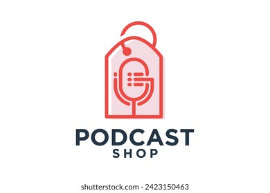 Podcast shop logo design creative concept style modern