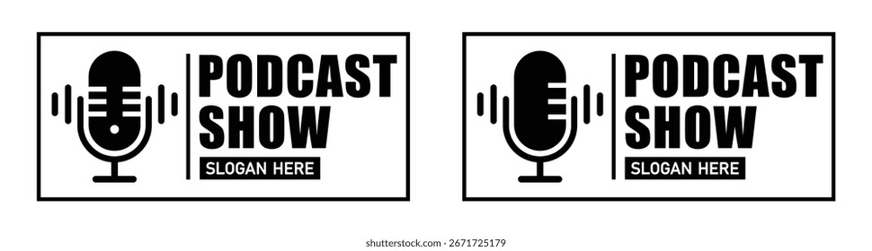 Icono del logotipo de la demostración del podcast, Ilustración vectorial
