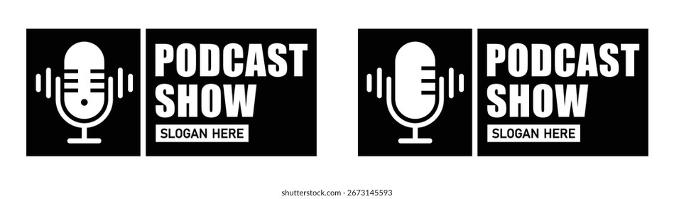 Podcast show logo icon, vector illustration