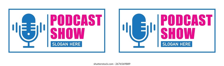 Icono del logotipo de la demostración del podcast, Ilustración vectorial