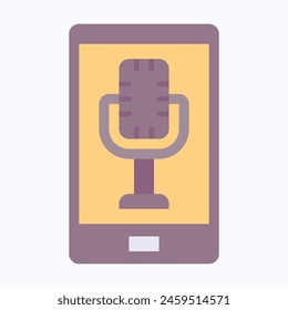 podcast smartphone with microphone Vector icon,
