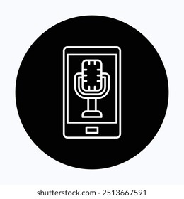 Podcast-Smartphone mit Mikrofon, Vektorsymbol,