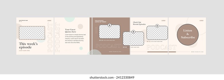 Podcast social media carousel, influencer carousel design template
