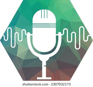 podcast sound wave logo template vector. podcast pulse logo heart rhythm medical	
