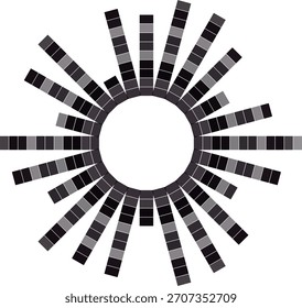 Podcast padrões de onda de som com barras verticais pretas para visualização de áudio e interface de gravação. Modelo do equalizador. Ilustração vetorial isolada no plano de fundo branco
