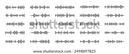 Podcast sound waves and audio soundwave of voice message records, vector icons. Podcast sound waves for online audio streaming and podcasting or music player and mobile phone voice message soundwaves