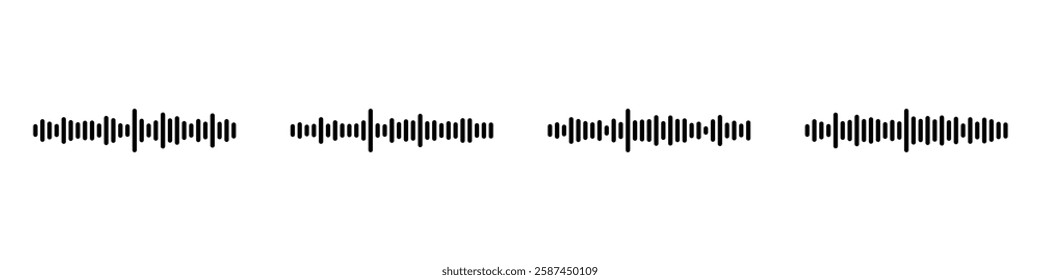 Podcast sound waves set. Waveform pattern for music player, podcast, voise message, music app. Audio wave icon. Equalizer template.
