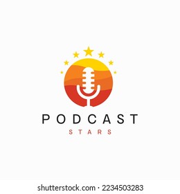 Podcast stars logo vector image