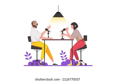 Podcast studio concept in flat design