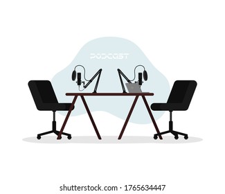 Podcast in studio concept flat vector illustration