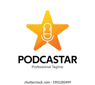 Logo-Vorlage für Podcast-Studios, Multimedia-Sound oder Mikrofon-Logo-Design