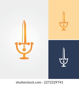 Podcast Sword Design Logo Vector