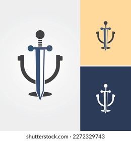 Podcast Sword Design Logo Vector