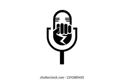 Podcast symbol and fist logo illustration  vector design symbol  sign icon design idea