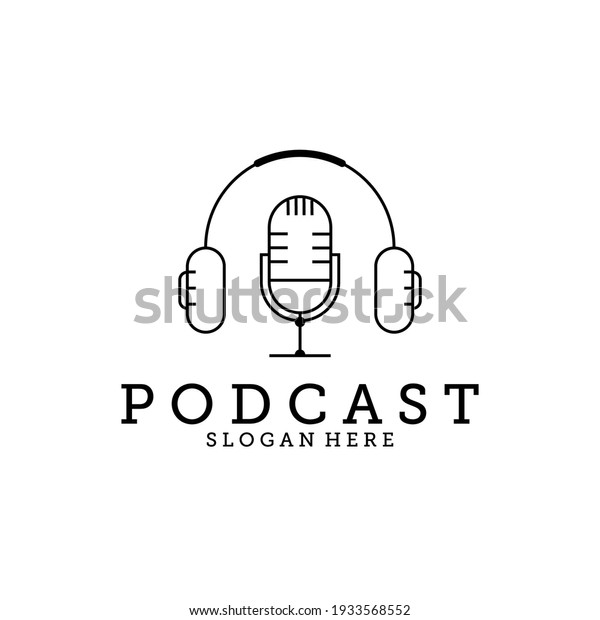 Podcast Symbol Microphone Line Art Vector Stock Vector Royalty Free Shutterstock