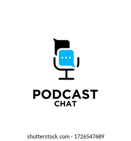 podcast talk bubble chat speak logo icon design vector	
