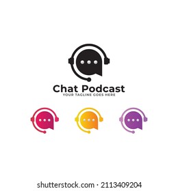 podcast talk bubble chat speak logo icon design vector.