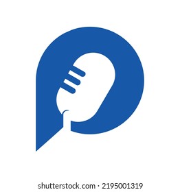 Podcast talk vector logo design. Chat logo design combined with podcast mic.