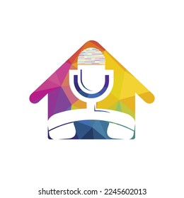 Podcast talk vector logo design. Call logo design combined with podcast mic.