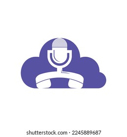 Podcast talk vector logo design. Call logo design combined with podcast mic.