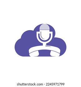 Podcast Talk Vektorlogo Design. Call Logo Design kombiniert mit Podcast-Mikro.