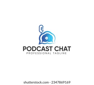 Podcast talk vector logo design, Audio microphone podcast icon illustration flat style isolated