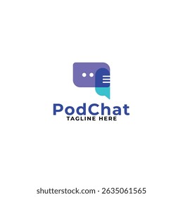 Podcast talk vector logo design, Audio microphone podcast icon illustration flat style isolated