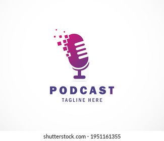 podcast tech logo creative podcast vector
