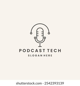 Podcast tech logo icon design template vector illustration
