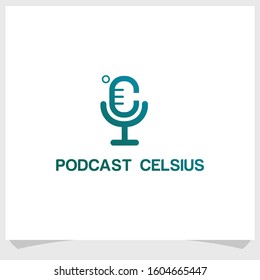 podcast and thermometer logo design template, technology logo design vector
